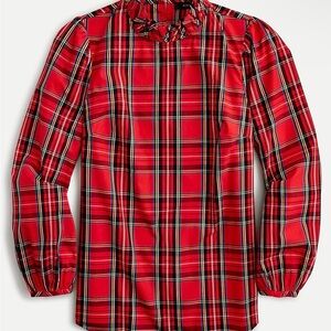 J-Crew Red Plaid Long-Sleeve Shirt XS